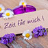Schild Zeit für mich zwischen Blumen und einer Kerze - Hyperlink zu Pranic Healing Bereiche der Anwendung
